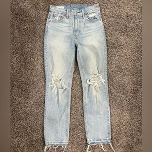 Gap Cheeky Straight High Rise Light Wash Distressed Jeans